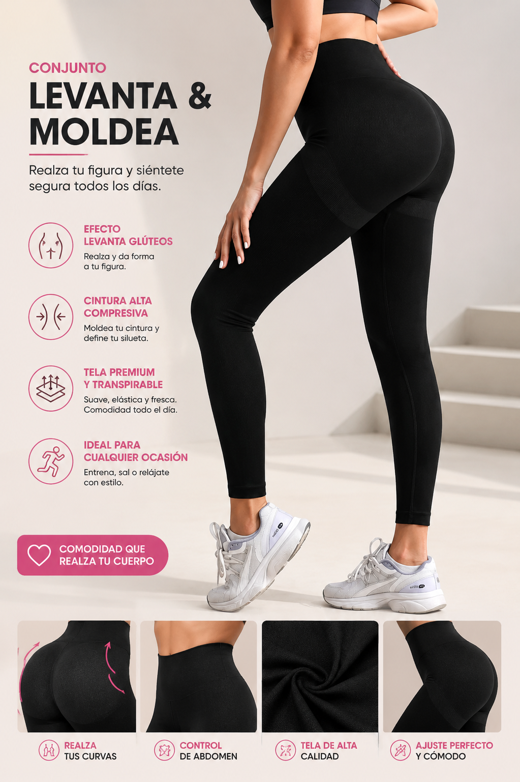 Conjunto Deportivo Mujer | Legging + Top Fitness de Cintura Alta Levanta Glúteos