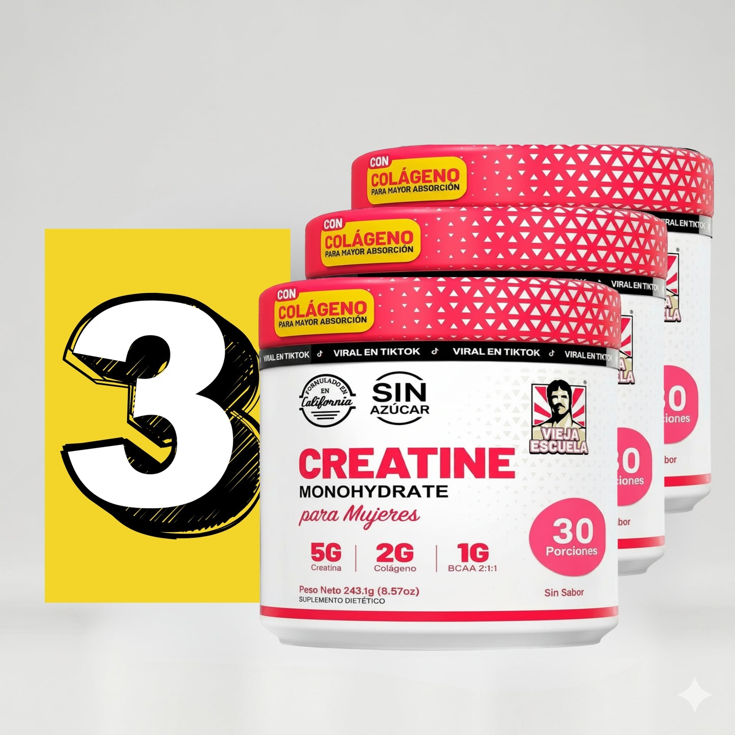Creatina + Colágeno + BCAA | Más Fuerza y Definición Femenina