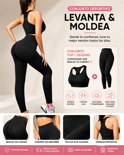 Conjunto Deportivo Mujer | Legging + Top Fitness de Cintura Alta Levanta Glúteos