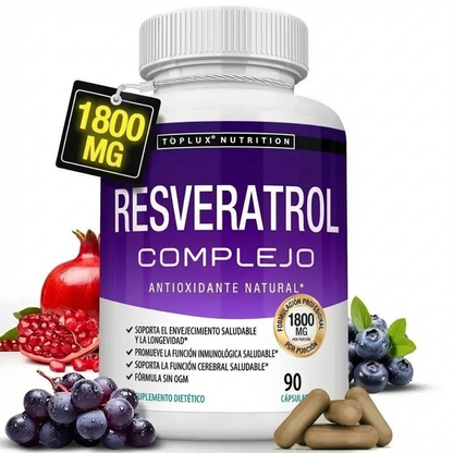 Resveratrol 1800mg | Antioxidante Natural para Energía, Juventud y Bienestar