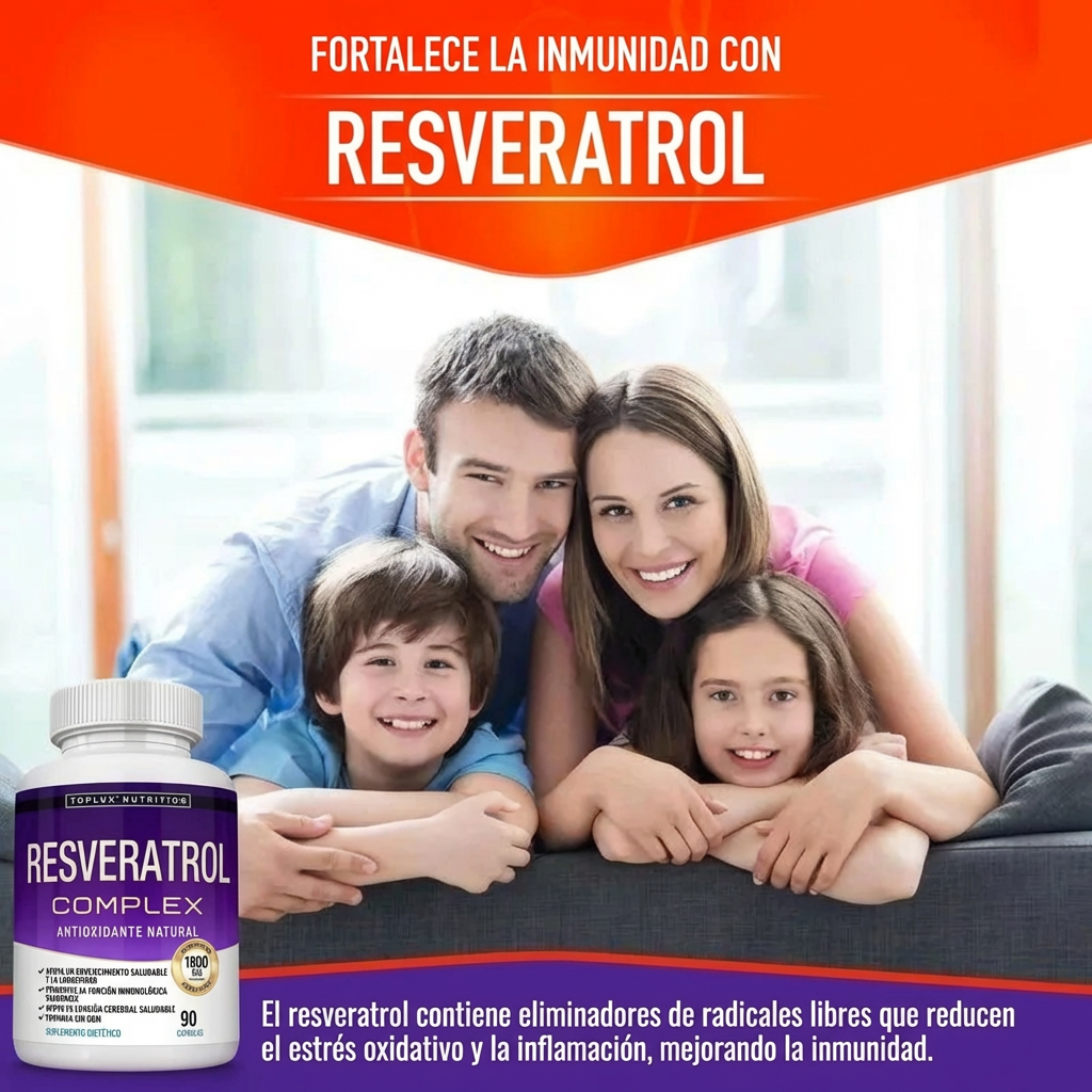 Resveratrol 1800mg | Antioxidante Natural para Energía, Juventud y Bienestar